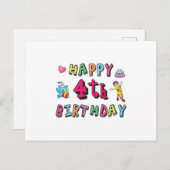 4歳の誕生日おめでとうございます ポストカード (正面/裏面)