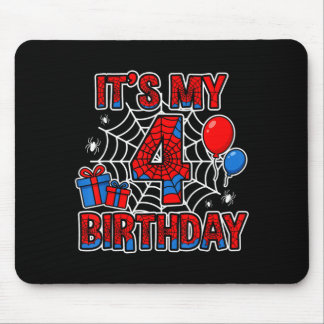 4歳の誕生日おめでとう クモの巣 誕生日 マウスパッド