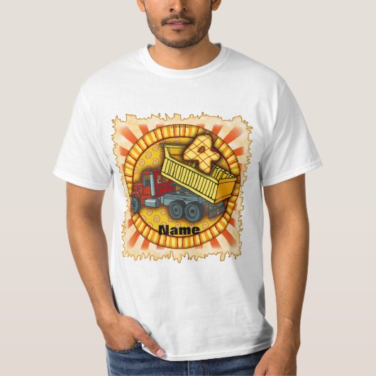 4歳の誕生日おめでとう ダンプトラック Tシャツ (正面)