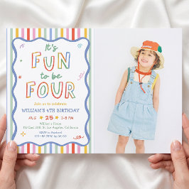 4歳の誕生日おめでとう フォト招待状 招待状
