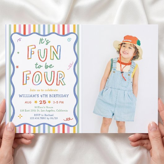 4歳の誕生日おめでとう フォト招待状 招待状