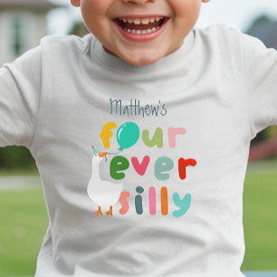 4歳の誕生日おめでとう フォーエバーシリー ファームグース ボーイ トドラーTシャツ