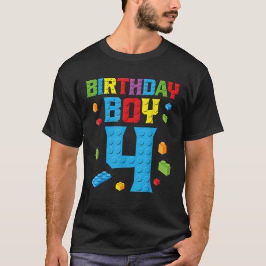 4歳の誕生日おめでとう!マスタービルダーの男の子 4歳の建設 Tシャツ (正面)
