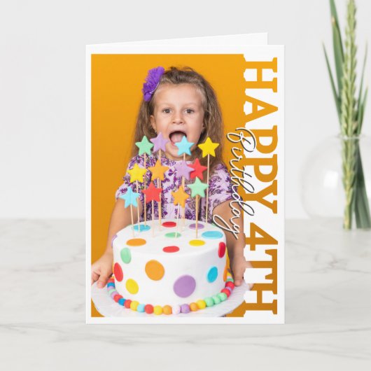 4歳の誕生日おめでとう 写真入りカード サンキューカード (正面)