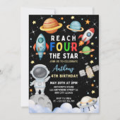 4歳の誕生日おめでとう!「星に到達せよ」 招待状 (正面)