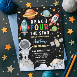 4歳の誕生日おめでとう!「星に到達せよ」 招待状