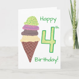 4歳の誕生日おめでとう 4スコップグリーティングカード カード