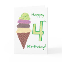 4歳の誕生日おめでとう 4スコップグリーティングカード