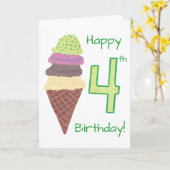 4歳の誕生日おめでとう 4スコップグリーティングカード カード (黄色い花)