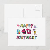 4歳の誕生日おめでとう 4歳の誕生日メッセージ ポストカード (正面/裏面)