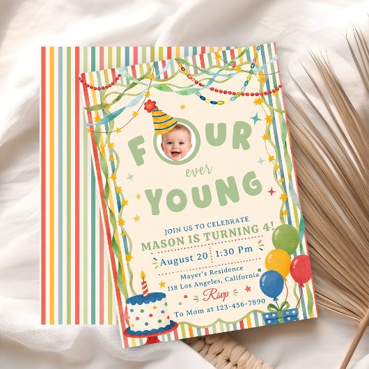 4歳の誕生日おめでとう Four Ever Young 招待状