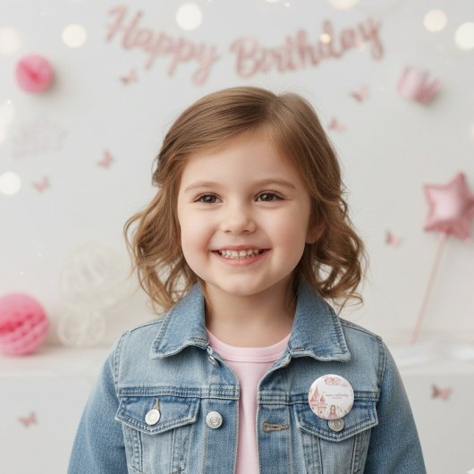 4歳の誕生日お姫様の城のユニコーン 缶バッジ