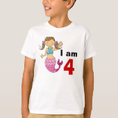 4歳の誕生日の人魚の女の子 Tシャツ (正面)