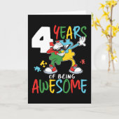 4歳の誕生日の少年または少女の自閉症 カード (黄色い花)