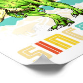 4歳の誕生日の恐竜4歳の男の素晴らし子 ポスター (角)