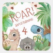 4歳の誕生日の恐竜 スクエアシール (正面)