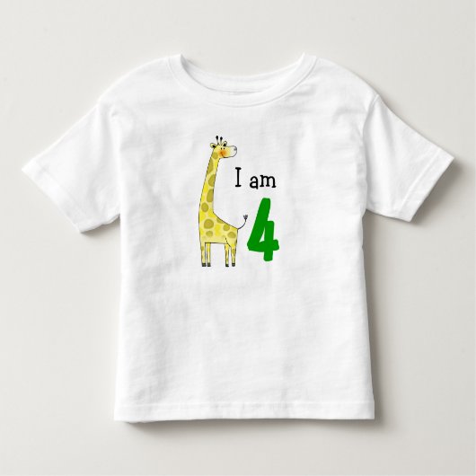 4歳の誕生日の男の子/女の子の贈り物（かわいいキリン） トドラーTシャツ (正面)