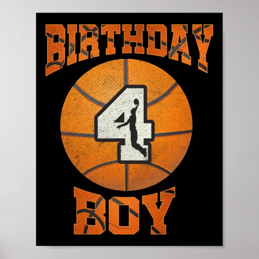 4歳の誕生日の衣装ボーイバスケットボール4歳 ポスター (正面)