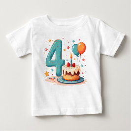 4歳の誕生日のTシャツデザイン ベビーTシャツ