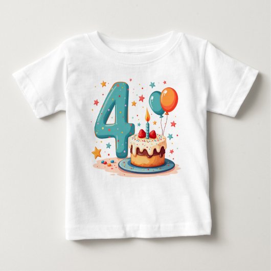 4歳の誕生日のTシャツデザイン ベビーTシャツ (正面)