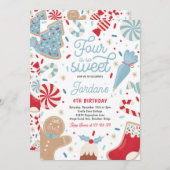 4歳の誕生日はとってもスイートなクリスマスコッキーパーティー 招待状 (正面/裏面)
