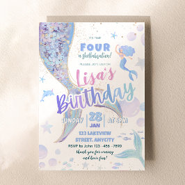 4歳の誕生日を祝う人魚の女の子ギフト 招待状