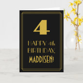 4歳の誕生日インスパイア~アールデコは「4」を見て名前 カード (黄色い花)