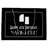 4歳の誕生日インスパイア～アールデコ見る"4" +名前 ラージペーパーバッグ (裏面)