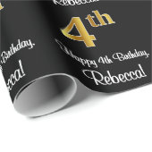 4歳の誕生日エレガント:豪華なフェイク金ゴールドルック# ラッピングペーパー (ロールコーナー)