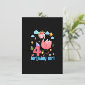 4歳の誕生日ガールズフラミンゴ4歳トロピカルF 招待状 (スタンド正面)