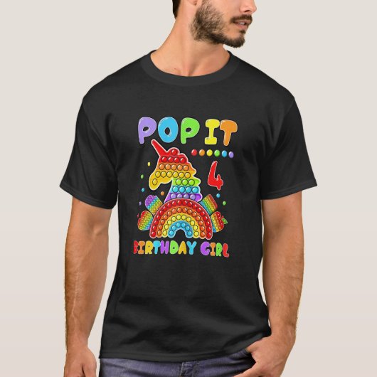4歳の誕生日ガールポップ・アートのIt Fidget Toy 4歳のBir Tシャツ (正面)