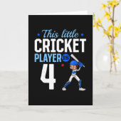 4歳の誕生日クリケット選手 カード (黄色い花)