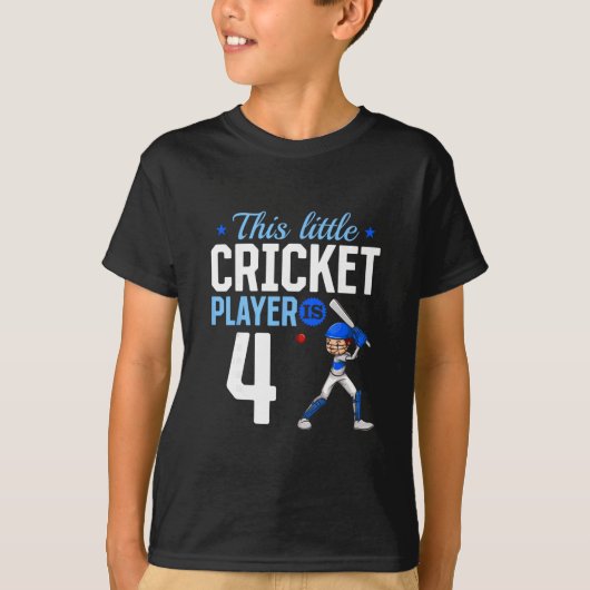 4歳の誕生日クリケット選手 Tシャツ (正面)