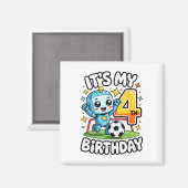 4歳の誕生日サッカー ロボット マグネット (正面/裏面)