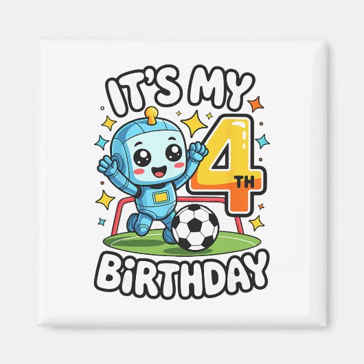 4歳の誕生日サッカー ロボット マグネット (正面)