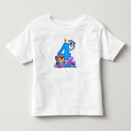 4歳の誕生日サメと宝箱海洋テーマ トドラーTシャツ