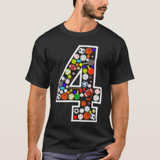 4歳の誕生日スポーツおおきな数字4歳の男の子 Tシャツ