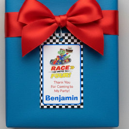 4歳の誕生日ダイナソーレースカータグ ギフトタグ