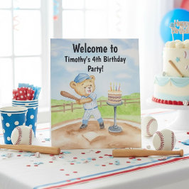 4歳の誕生日ティーボールテディベアの野球Tシャツ 台座サイン