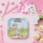 4歳の誕生日ティーボールテディベア野球 ペーパープレート (パーティー)