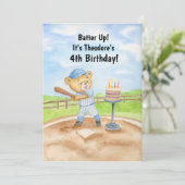 4歳の誕生日ティーボールテディベア野球 招待状 (スタンド正面)