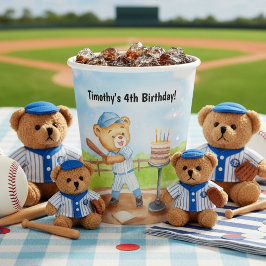 4歳の誕生日ティーボールテディベア野球 紙コップ