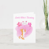 4歳の誕生日バルーンつき愛らしい猫 カード (正面)