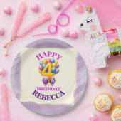 4歳の誕生日バルーンのテーマ ペーパープレート (パーティー)