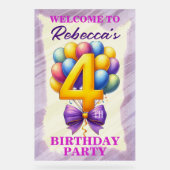 4歳の誕生日バルーンテーマ アクリルサイン (正面)