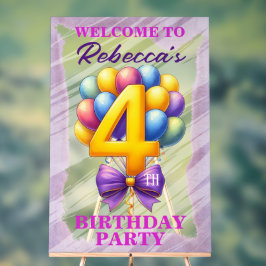 4歳の誕生日バルーンテーマ アクリルサイン