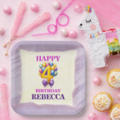 4歳の誕生日バルーン・テーマパーティー用の紙皿 ペーパープレート (パーティー)