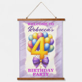 4歳の誕生日バルーン 吊り下げ型タペストリー (正面)