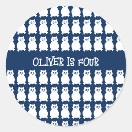 4歳の誕生日パーティフクロウ ラウンドシール