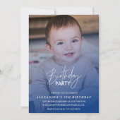 4歳の誕生日パーティーの招待状　誕生日パーティー　写真　男の子 招待状 (正面)